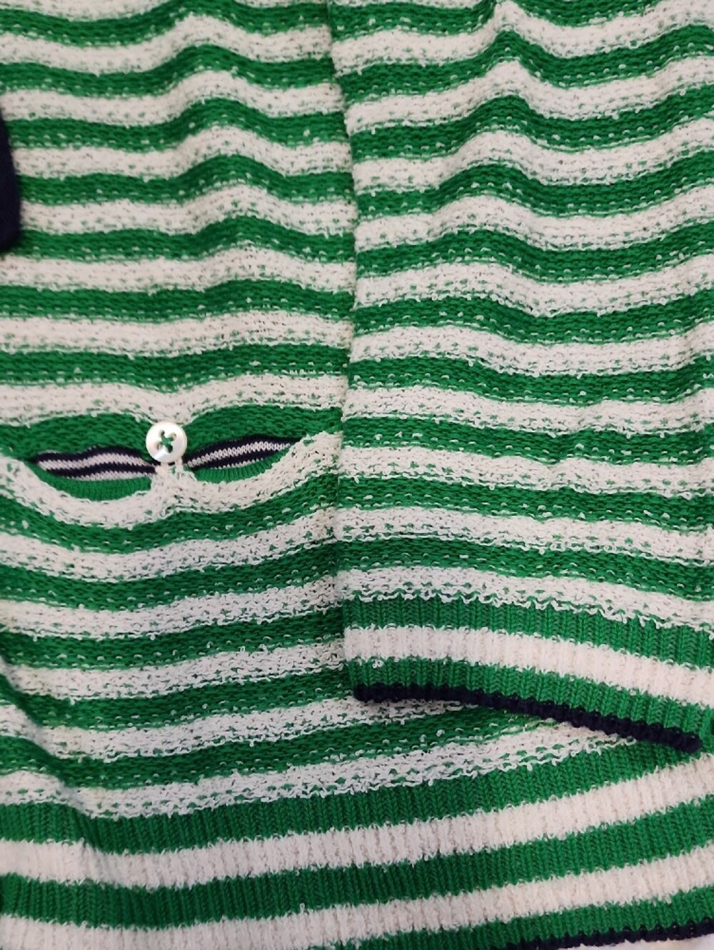 Anthropologie Green and White Striped Crewneck Sweater - Picture 4 of 5